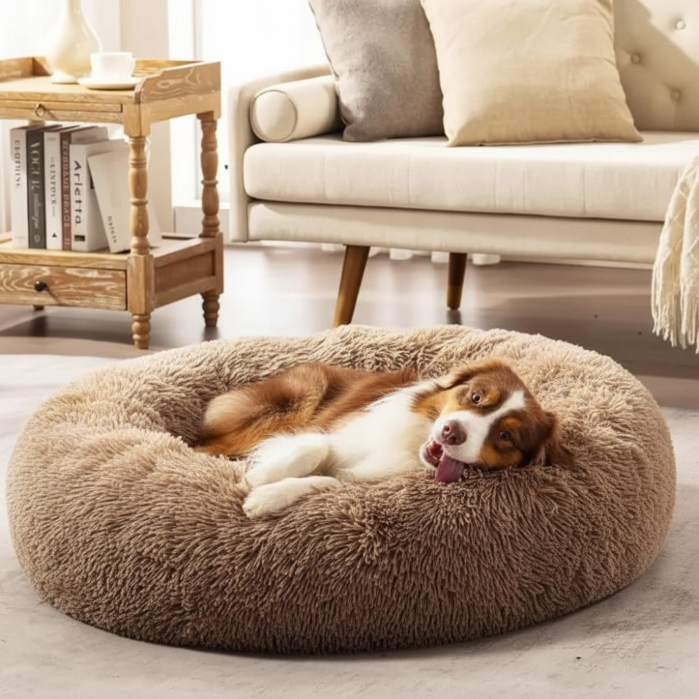 Plush calming dog bed