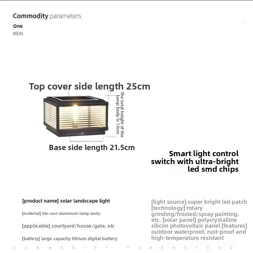 Solar-powered Outdoor Waterproof Post Light Lamp