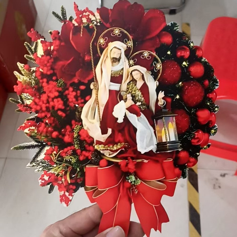 Christmas Wreath for Front Door Artificial Pine Holiday Door Decoration with Berries