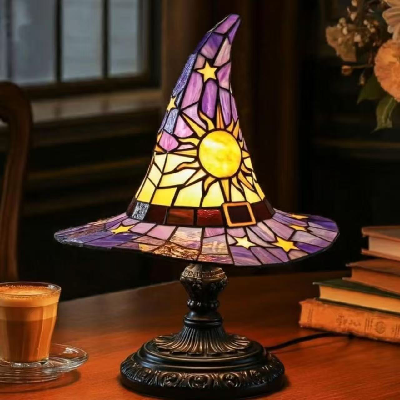 Witch Hat Lamp LED USB Night Light Magic Resin Ornament