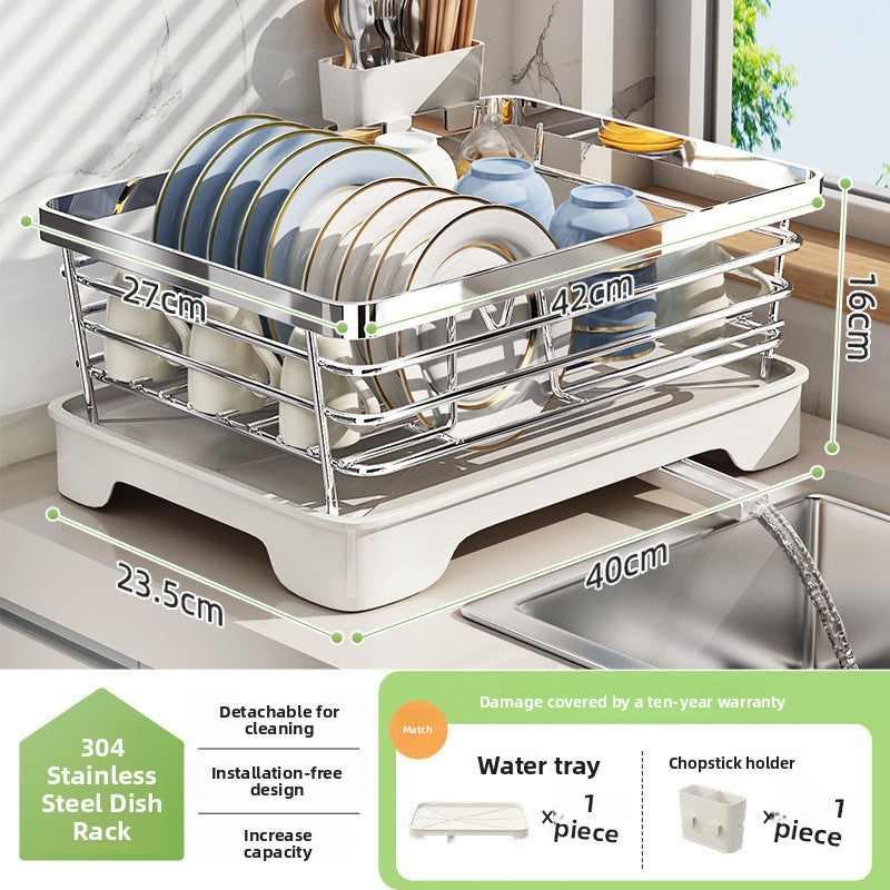 Stainless Steel Dish Drainer Rack Multifunctional Kitchen Sink Organizer