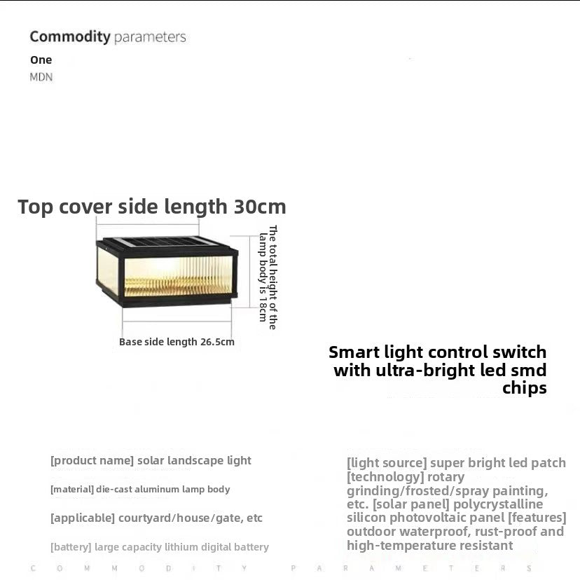 Solar-powered Outdoor Waterproof Post Light Lamp