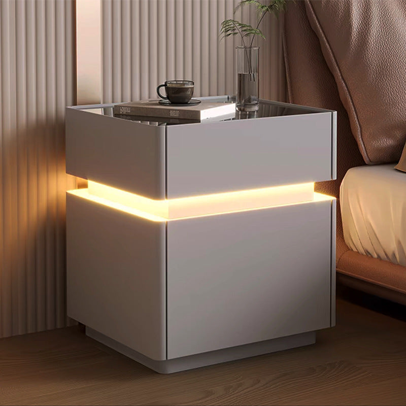 Smart Bedside Table with Wireless Charging Modern Nightstand Furniture