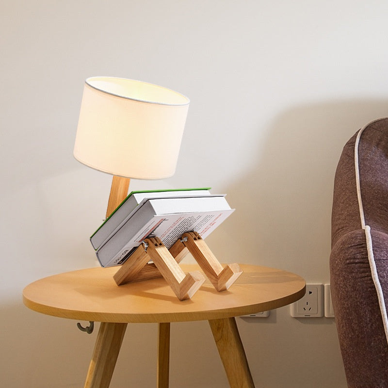 Spotlight Simple Solid Wood Robot Creativity Desk Lamp