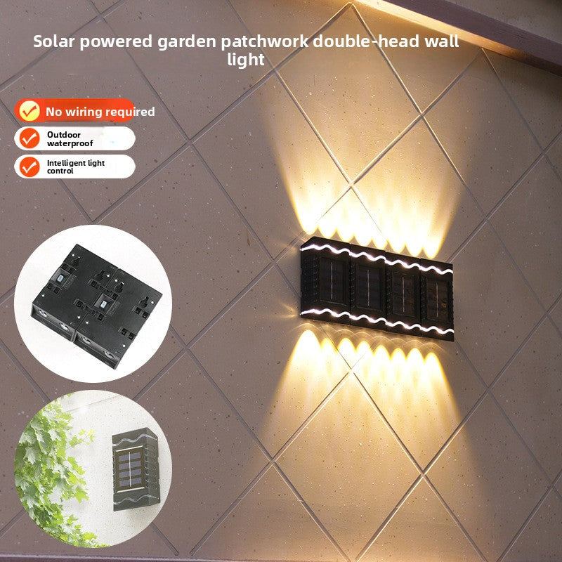 Solar Powered Outdoor Wall Light Up Down Illumination Lamp