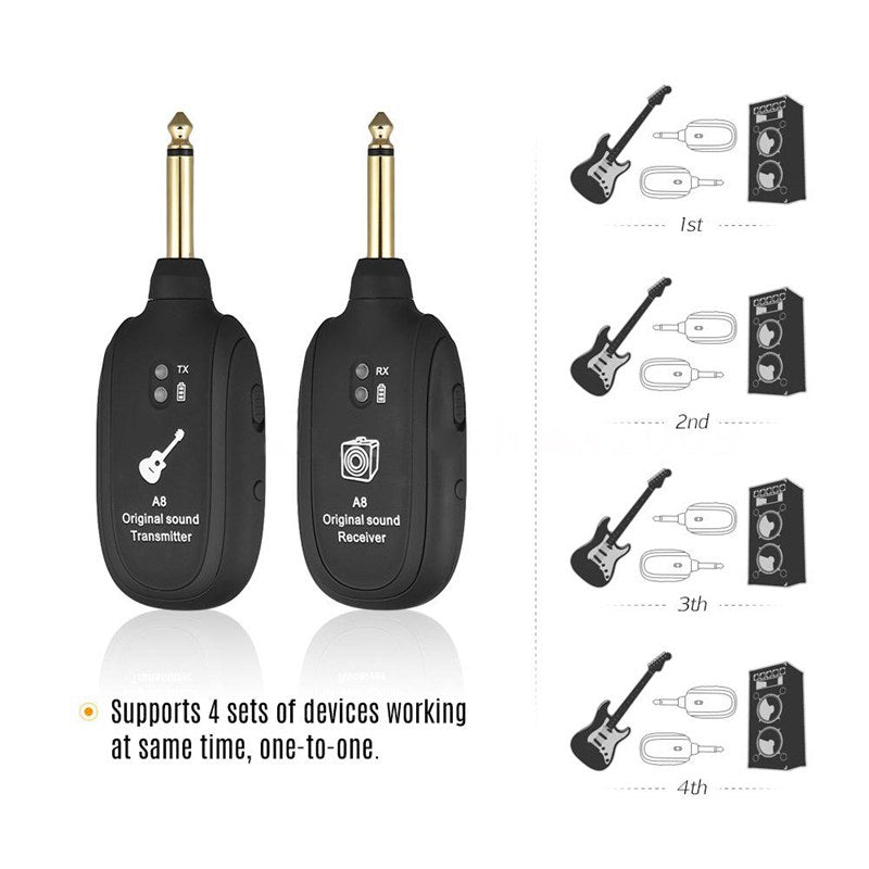 Wireless Guitar Transmission System A8 Rechargeable Instrument Transmitter