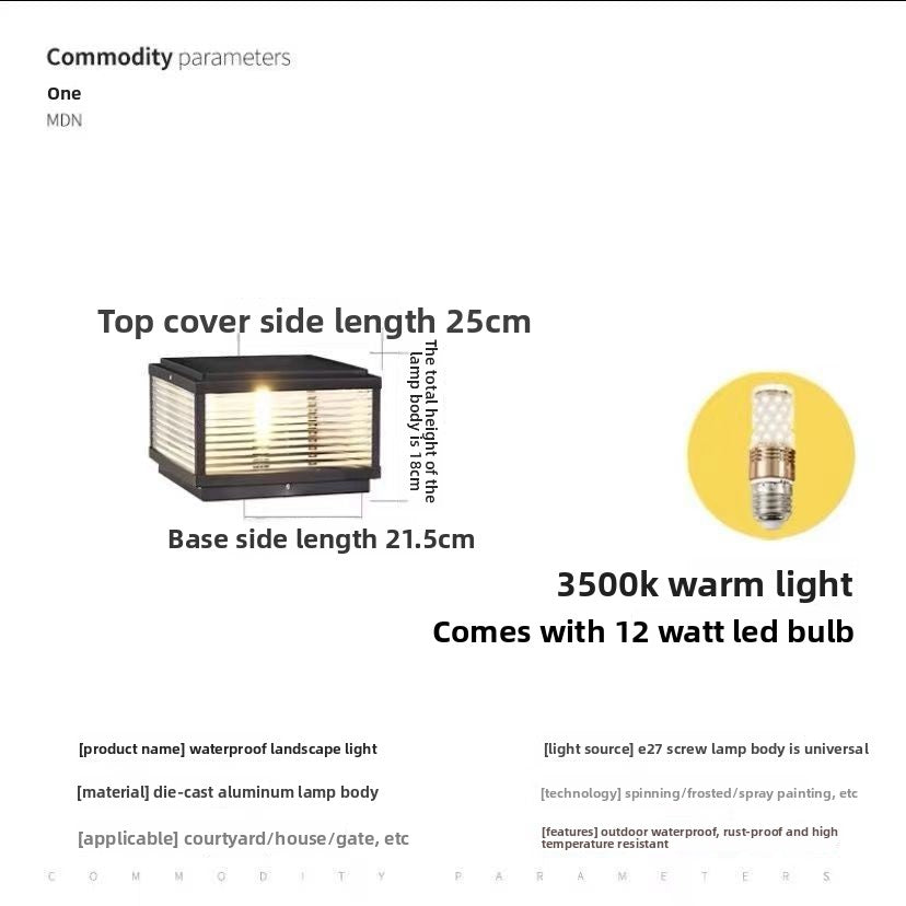 Solar-powered Outdoor Waterproof Post Light Lamp