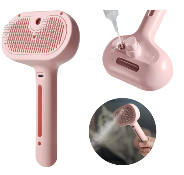 Pet Hair Spray Brush Dog and Cat Grooming Brush with Water Spray