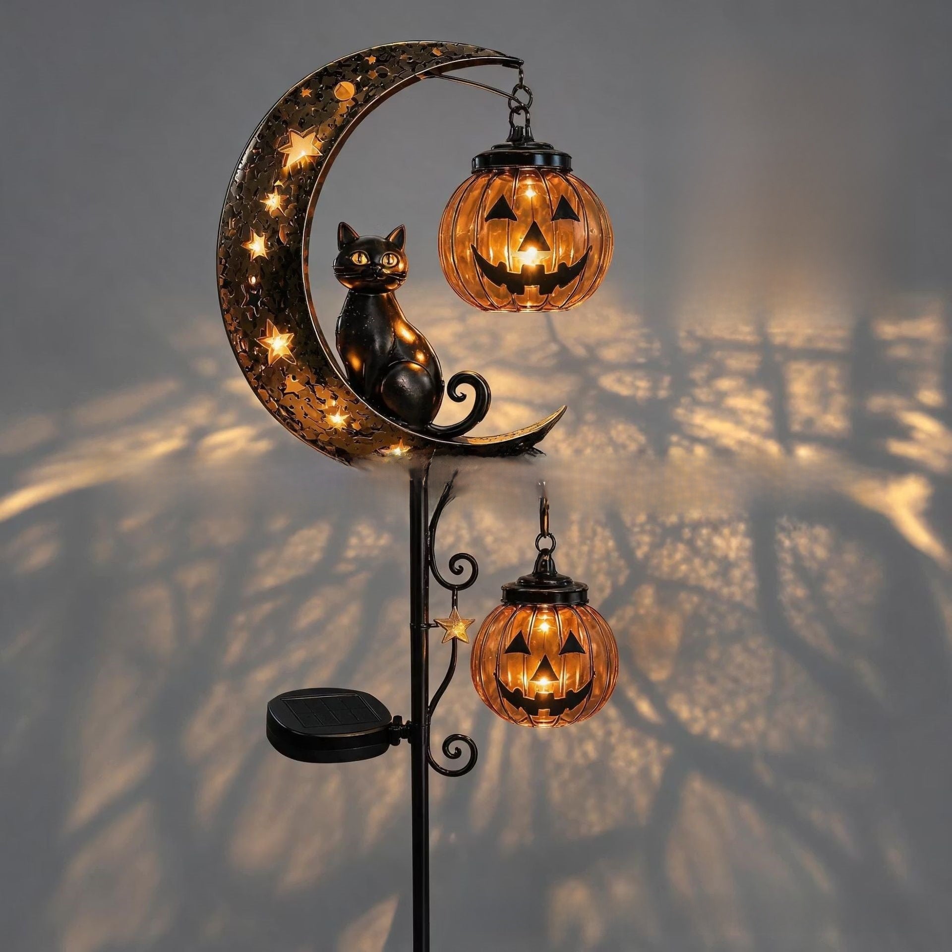 Halloween Black Cat Pumpkin Ground Lamp Holiday Christmas