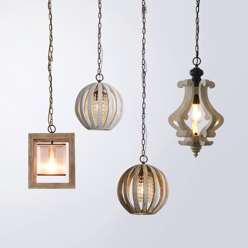 Decorative Wood Chandelier LED Light Lighting Solid Lamp
