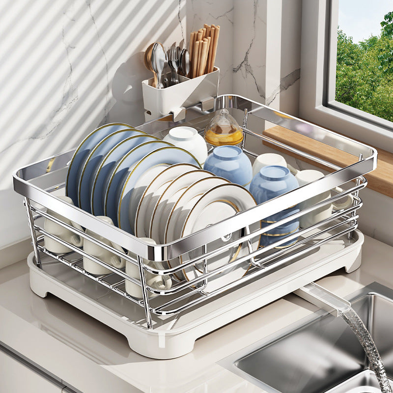 Stainless Steel Dish Drainer Rack Multifunctional Kitchen Sink Organizer