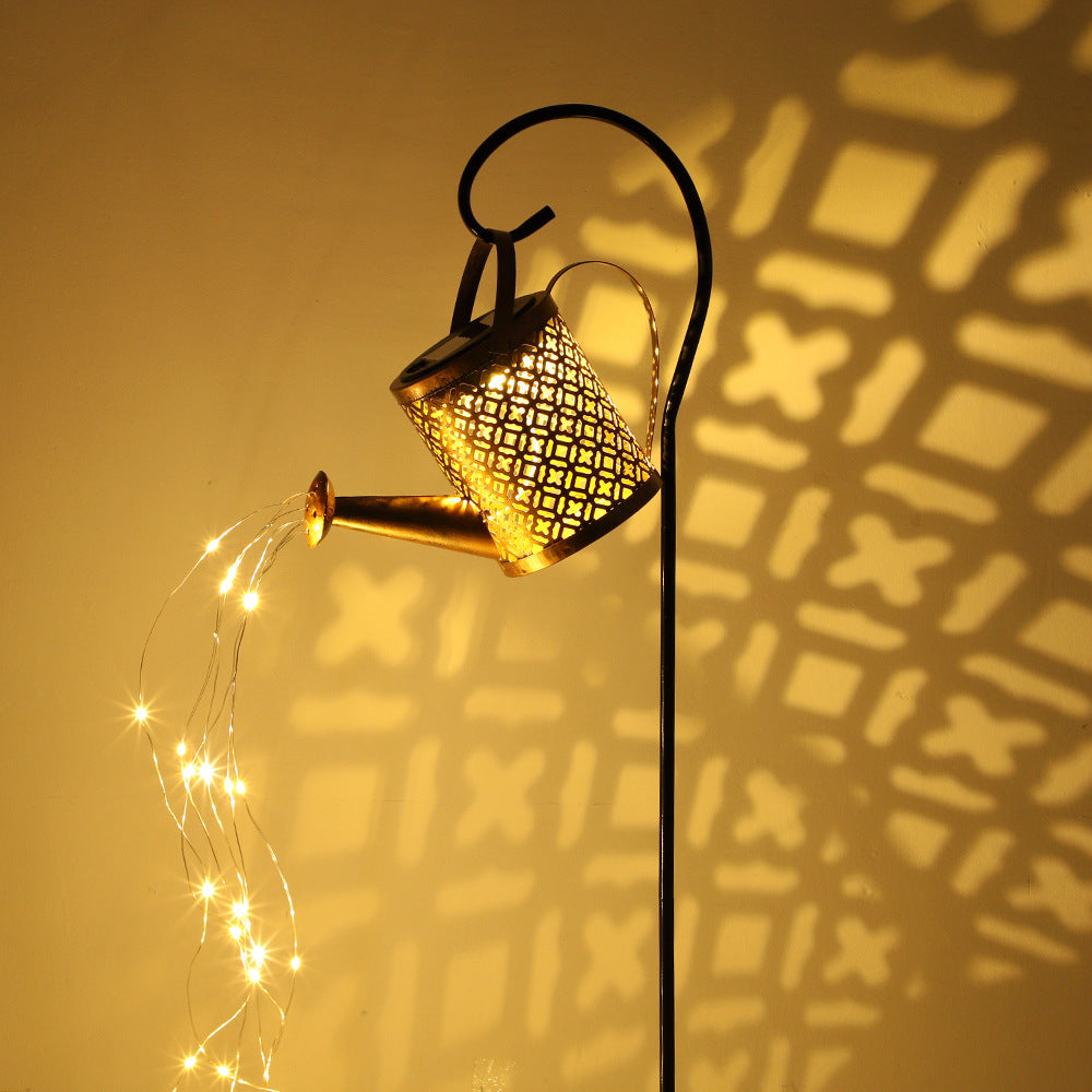 Solar Iron Teapot Outdoor Garden Decorative Light Metal