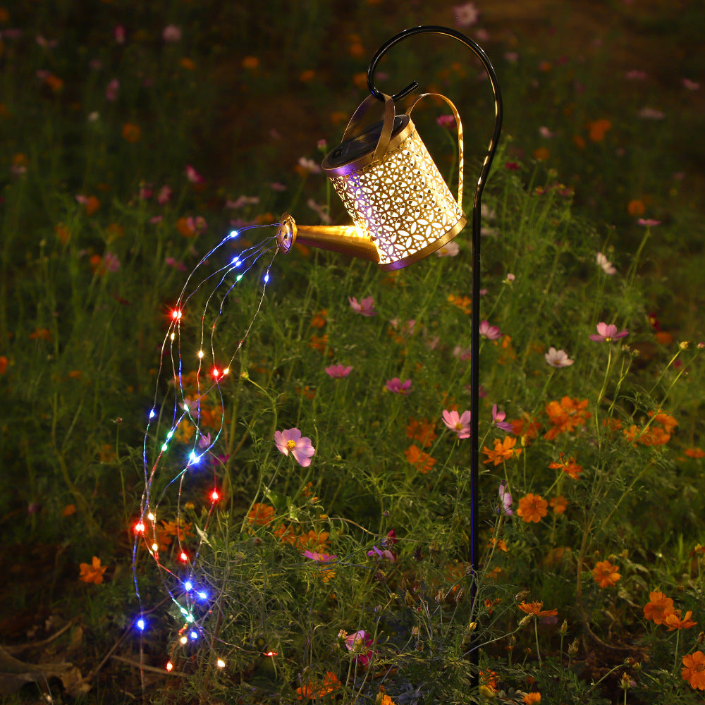 Solar Iron Teapot Outdoor Garden Decorative Light Metal