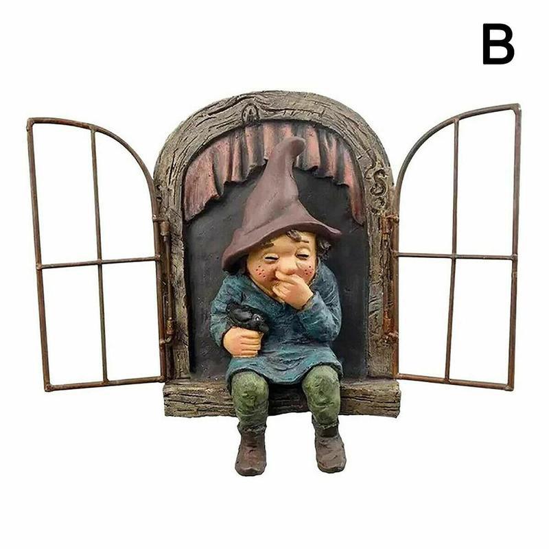 Garden Gnome Statue Resin Outdoor Lawn Ornament Weatherproof Yard and Patio Decoration
