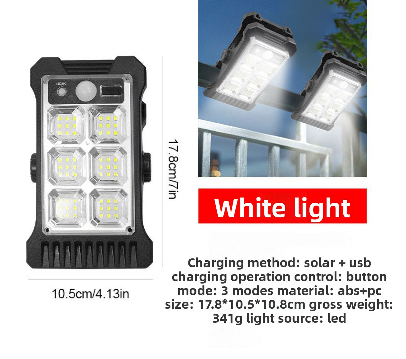 Solar Powered Motion Sensor Outdoor Wall Light Lamp