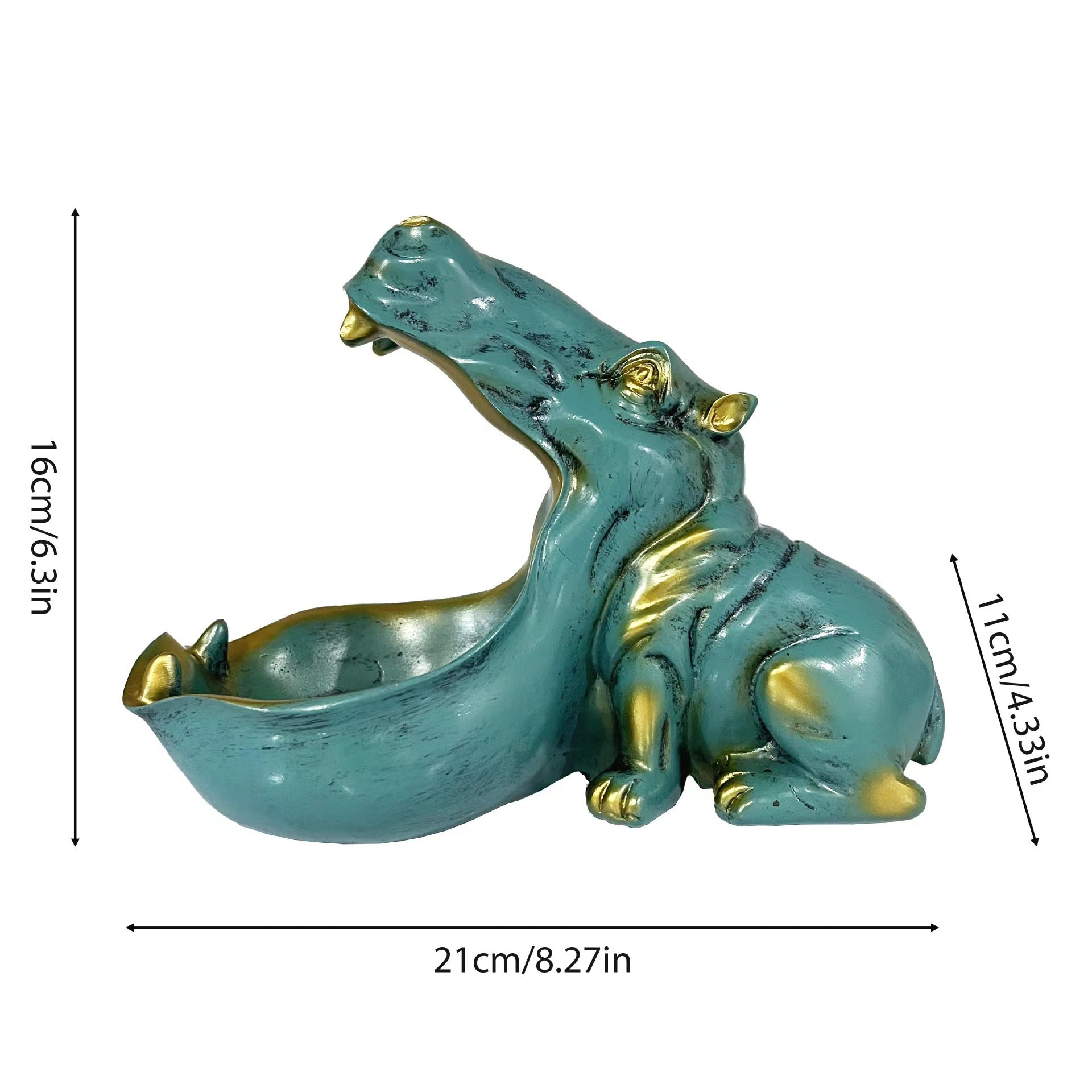 Hippo Statue Candy and Key Bowl Resin Entryway Home Decoration