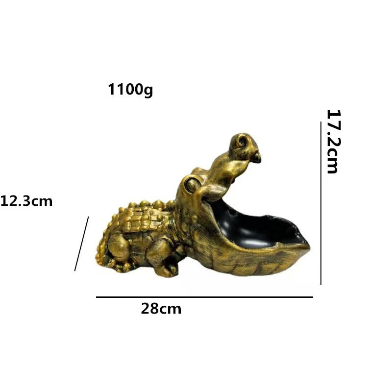 Hippo Statue Candy and Key Bowl Resin Entryway Home Decoration
