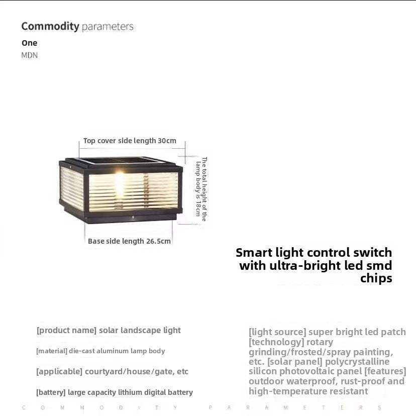 Solar-powered Outdoor Waterproof Post Light Lamp