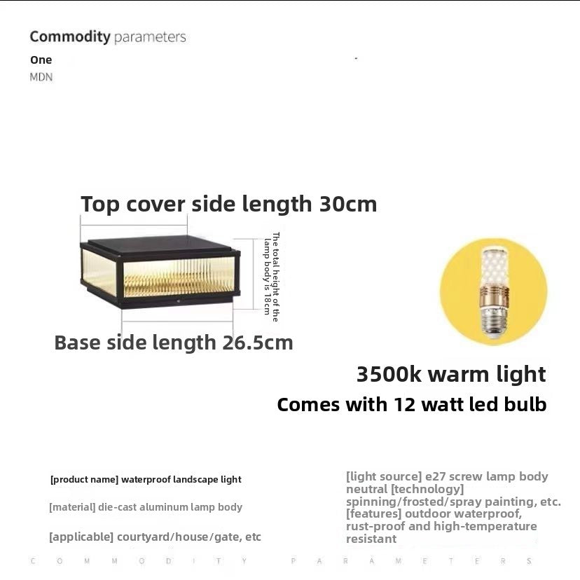 Solar-powered Outdoor Waterproof Post Light Lamp