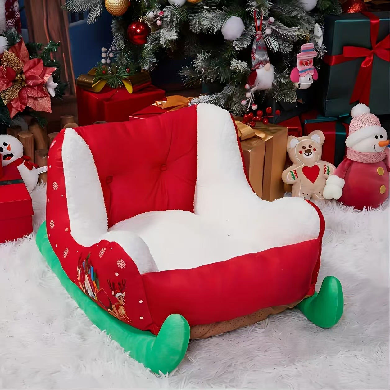 Christmas Pet Bed Soft Warm Cat and Dog Nest Holiday Pet House for Winter