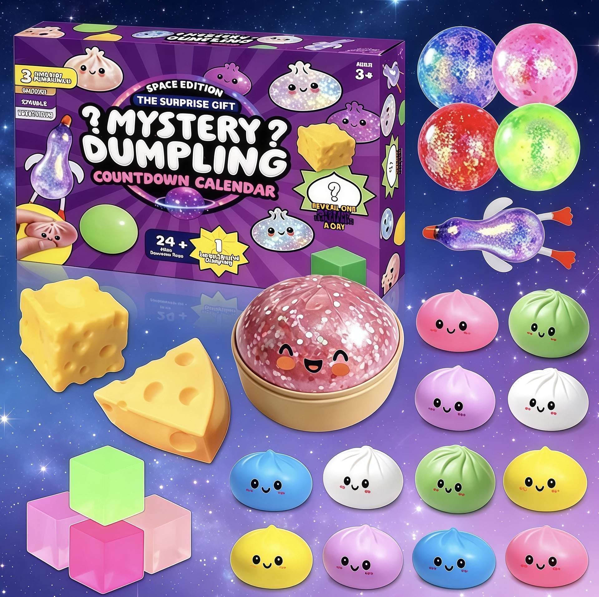 Steamed Bun Squishy Countdown Calendar Desk Fidget Gift