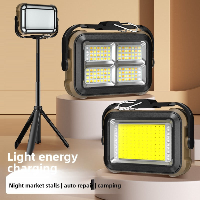 Solar Work Light LED Rechargeable Camping Lamp with Magnetic Hook for Garage Tent and Power Cuts