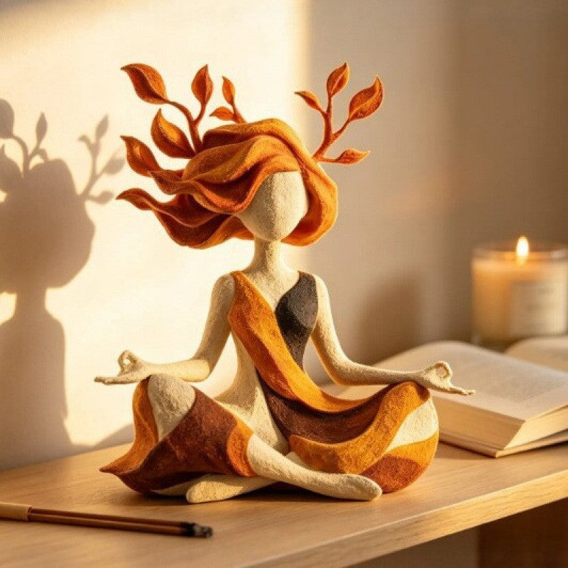 Yoga Girl Character Statue Resin Figurine Home Decor Meditation Ornament