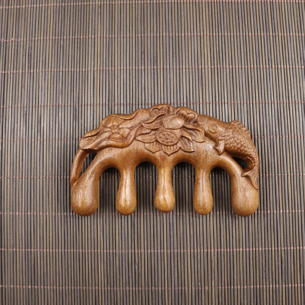 Sandalwood Scalp Massager Wooden Five Tooth Head Comb