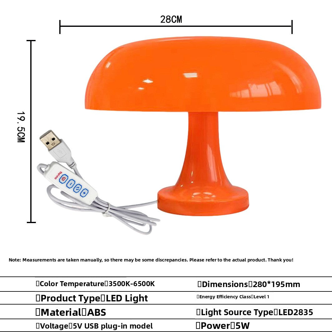 Mushroom Lamp Danish Night Light USB Touch Table Lamp for Bedroom and Nursery
