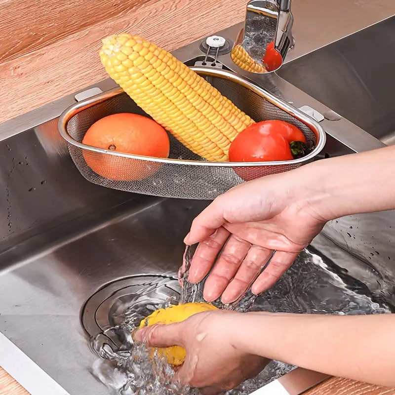 Triangular Stainless Steel Sink Drainer Basket Corner Strainer for Kitchen