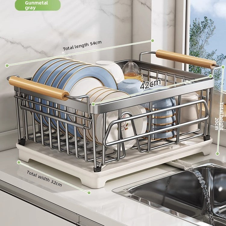 Stainless Steel Dish Drainer Rack Multifunctional Kitchen Sink Organizer