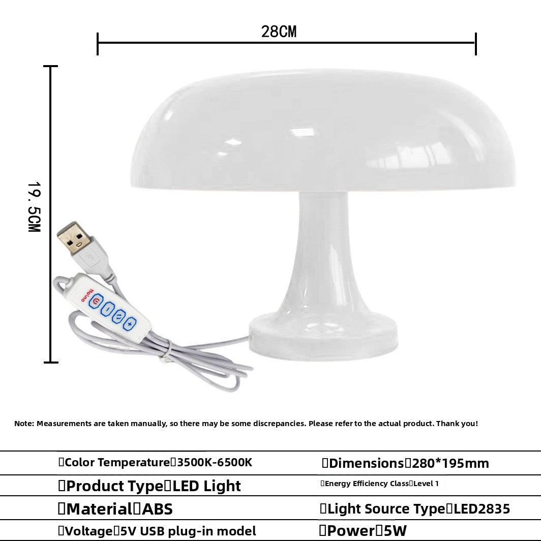 Mushroom Lamp Danish Night Light USB Touch Table Lamp for Bedroom and Nursery