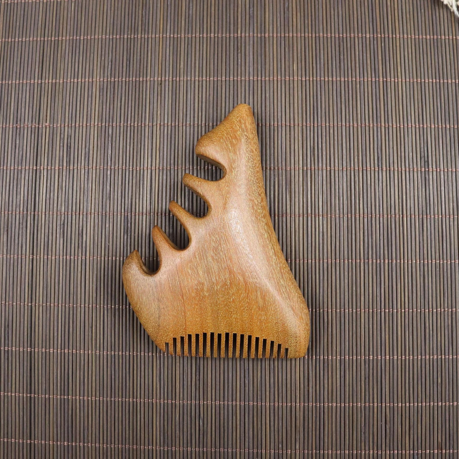 Sandalwood Scalp Massager Wooden Five Tooth Head Comb