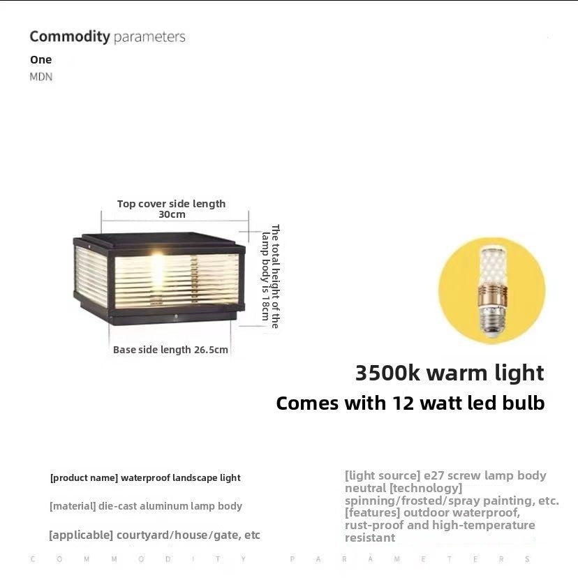 Solar-powered Outdoor Waterproof Post Light Lamp