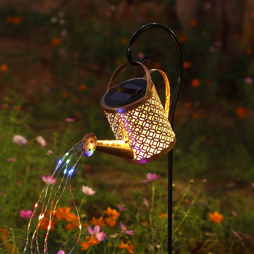 Solar Iron Teapot Outdoor Garden Decorative Light Metal