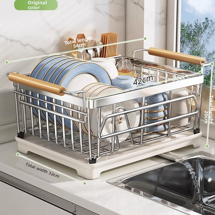 Stainless Steel Dish Drainer Rack Multifunctional Kitchen Sink Organizer