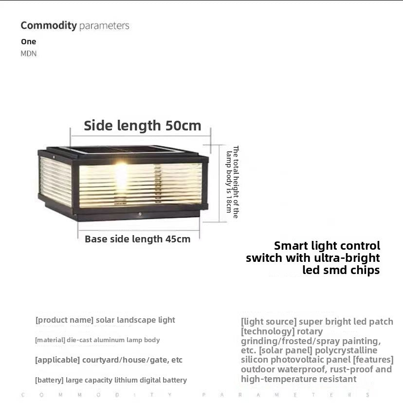 Solar-powered Outdoor Waterproof Post Light Lamp