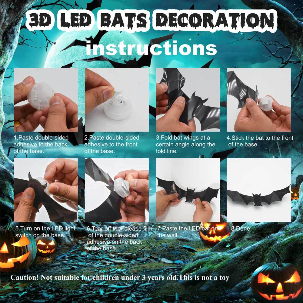 Halloween LED Wall Stickers Light Up Window Decorations Spooky Indoor Party Decor