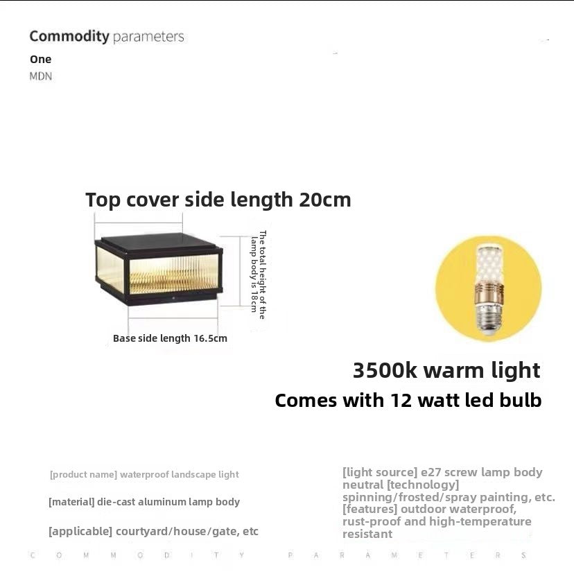 Solar-powered Outdoor Waterproof Post Light Lamp