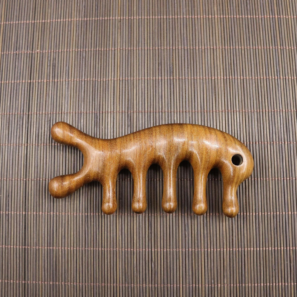 Sandalwood Scalp Massager Wooden Five Tooth Head Comb