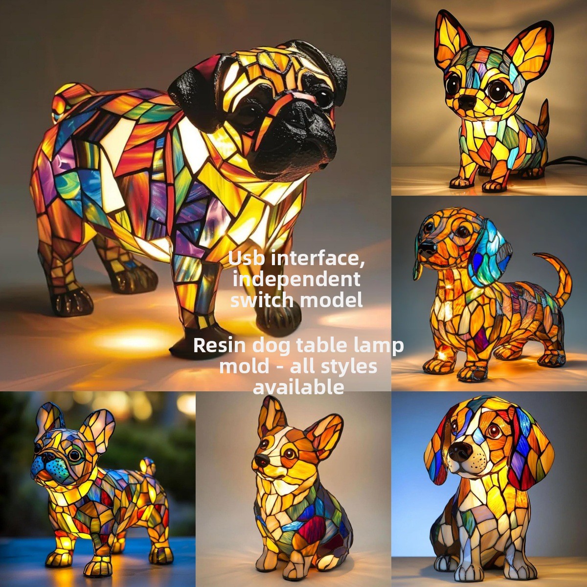 LED Night Light Animal Statue Ambient Bedside Lamp Home Decor