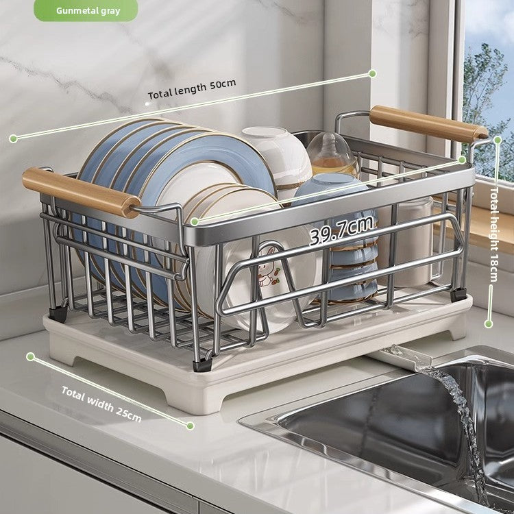 Stainless Steel Dish Drainer Rack Multifunctional Kitchen Sink Organizer