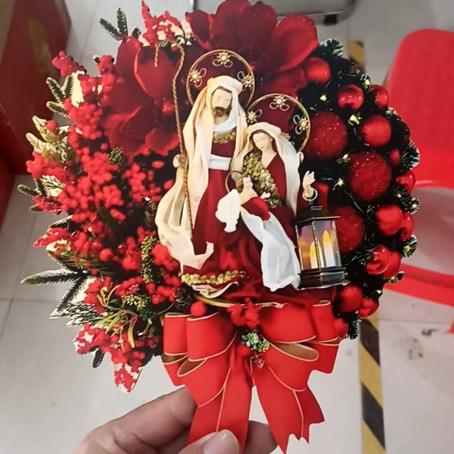 Christmas Wreath for Front Door Artificial Pine Holiday Door Decoration with Berries