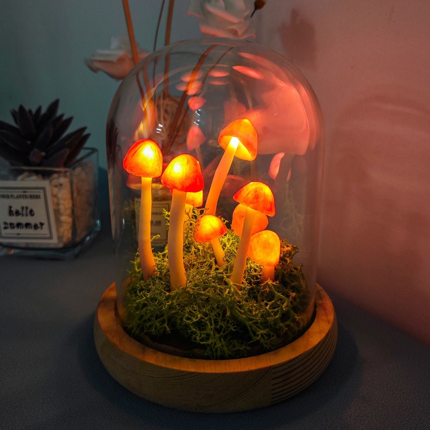 DIY Luminous Mushroom Lamp USB Battery Power Rechargeable