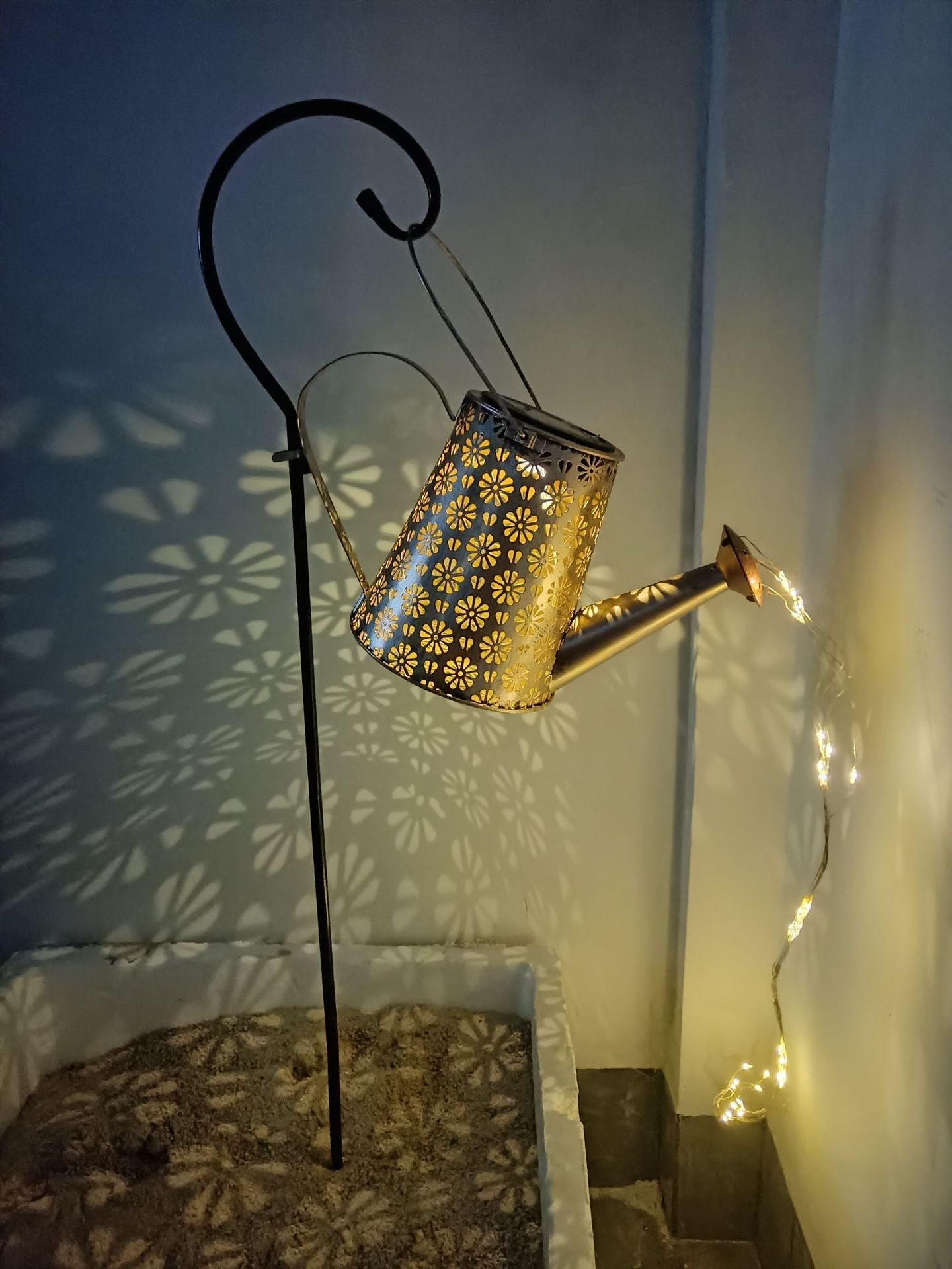 Solar Iron Teapot Outdoor Garden Decorative Light Metal