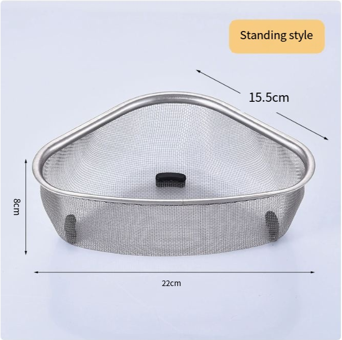 Triangular Stainless Steel Sink Drainer Basket Corner Strainer for Kitchen
