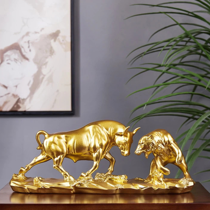 Cow and Bear Resin Statue Desk Ornament Home Decoration