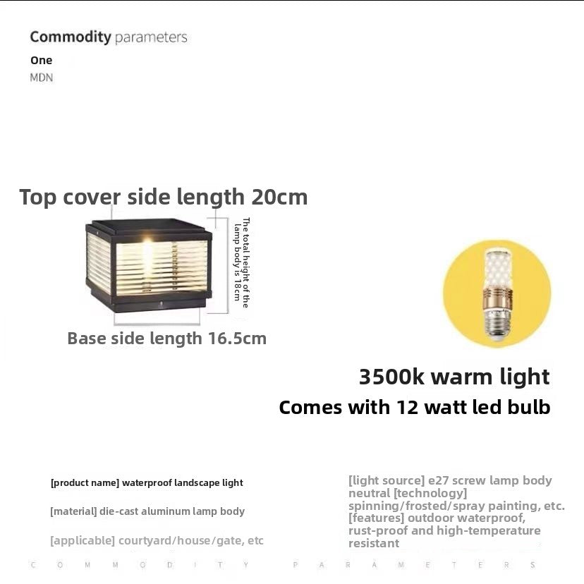 Solar-powered Outdoor Waterproof Post Light Lamp