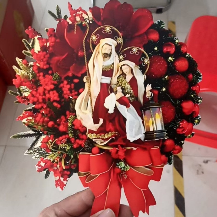 Christmas Wreath for Front Door Artificial Pine Holiday Door Decoration with Berries