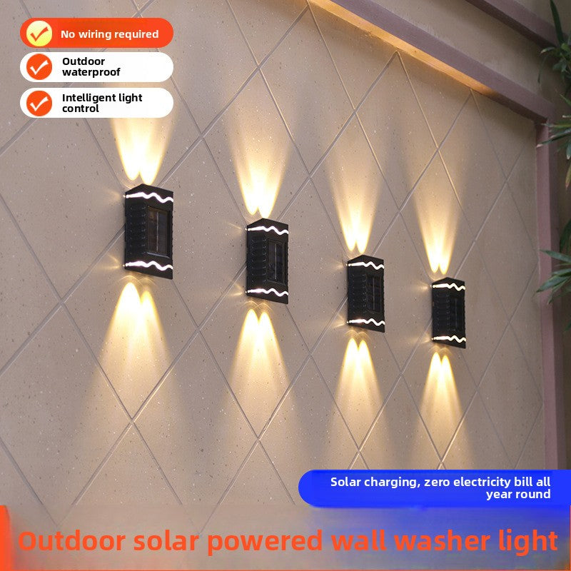 Solar Powered Outdoor Wall Light Up Down Illumination Lamp